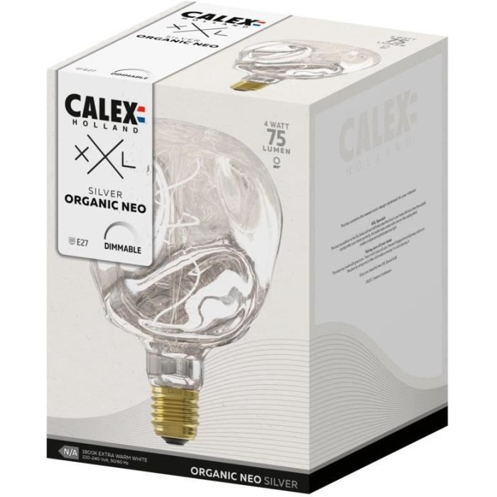 Ampoule LED E27 - CALEX - G125 NEO ORGANIC - Filament flexible - 4 W - 75 lm - 1800 K - Intensité variable - Silver