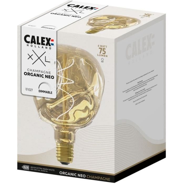 Ampoule LED E27 - CALEX - G125 NEO ORGANIC - Filament flexible - 4 W - 75 lm - 1800 K - Intensité variable - Champagne