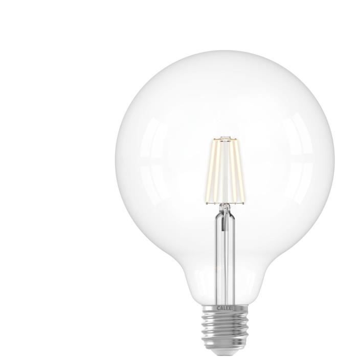 Ampoule LED E27 - CALEX - GLOBE G125 - Filament droit - 4,5 W - 470 lm - 2700 K - Intensité variable - Transparent