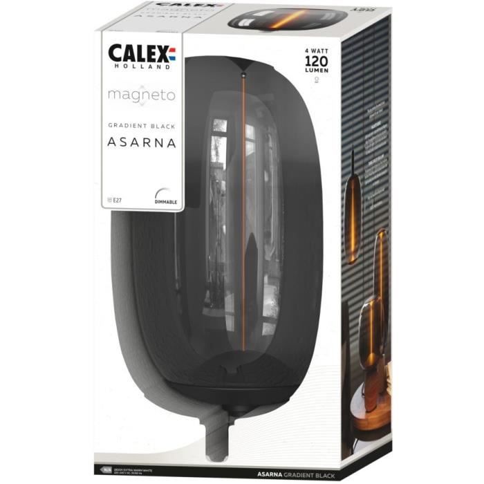 Ampoule LED E27 - CALEX - MAGNETO ASARNA - Filament flexible - 4 W - 120 lm - 1800 K - Intensité variable - Noir