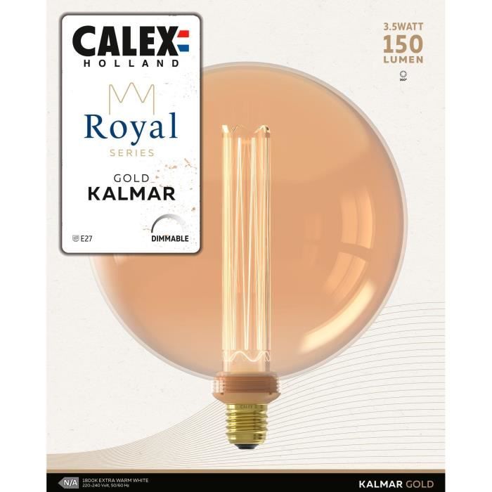 Ampoule LED E27 - CALEX - Royal Kalmar - Filament - 3,5 W - 150 lm - 1800 K - Intensité variable - Or blanc chaud