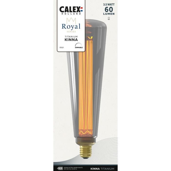 Ampoule LED E27 - CALEX - ROYAL KINNA - 3,5 W - 60 lm - 2000 K - Intensité variable - Titanium