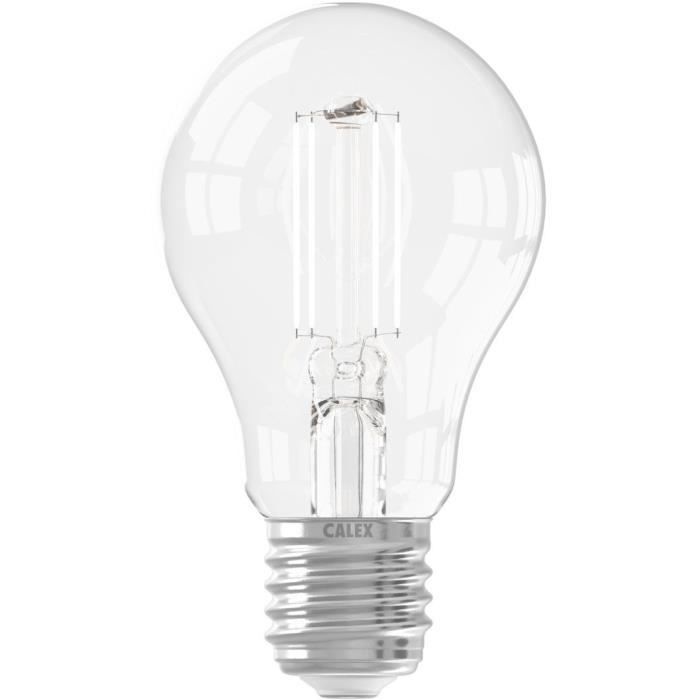 Ampoule LED E27 - CALEX - STANDARD A60 - Filament droit - 7 W - 806 lm - 2700 K - Intensité variable - Transparent