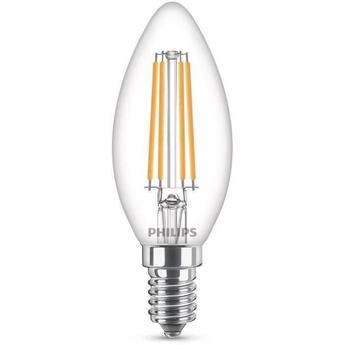 Ampoule LED Philips Equivalent 60W E14 Blanc chaud Non dimmable - Verre