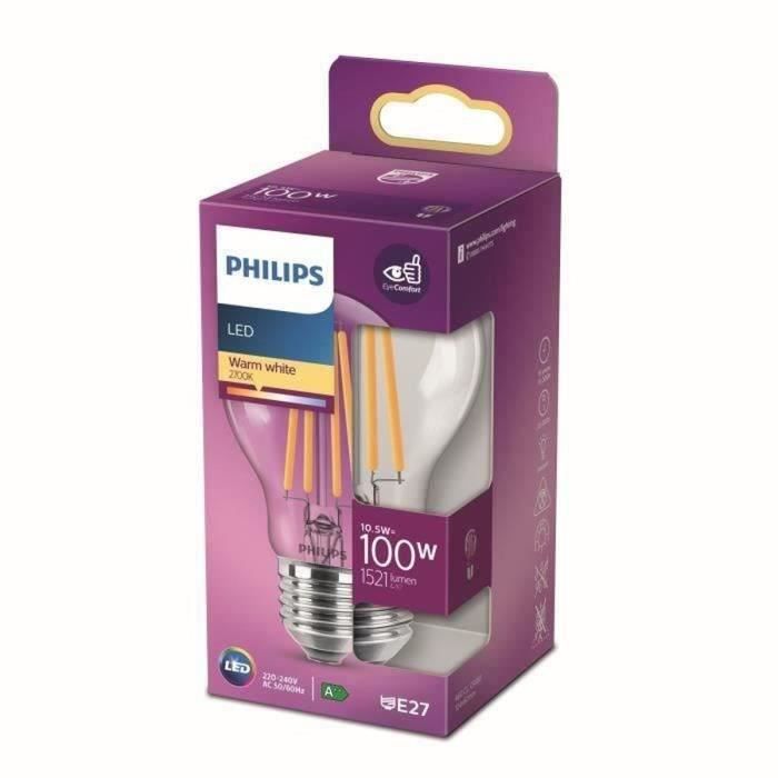 Ampoule LED PHILIPS Non dimmable - E27 - 100W - Blanc Chaud