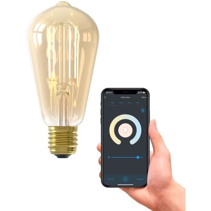 Ampoules connectées Calex Edison LED Filament connectée ST64 ambrée E27