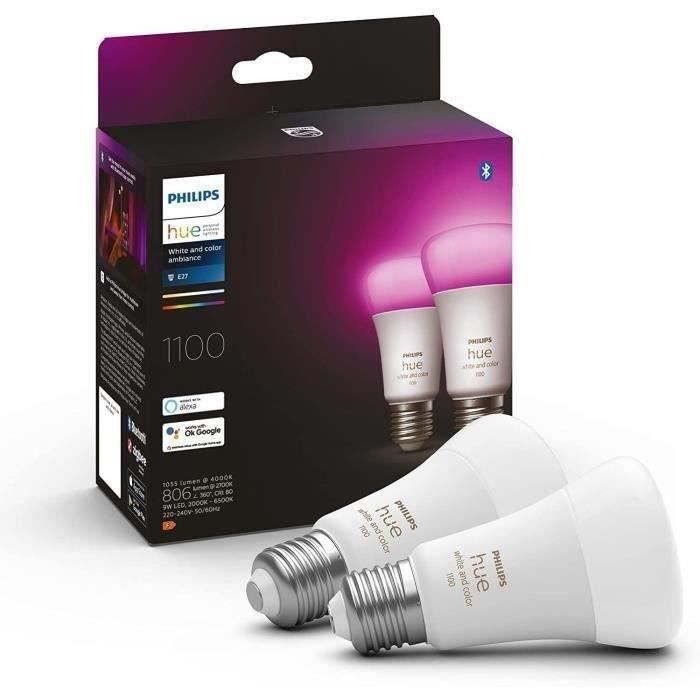 Ampoules connectées Philips Hue pack de 2 ampoules White & Color Ambiance standard E27 75W