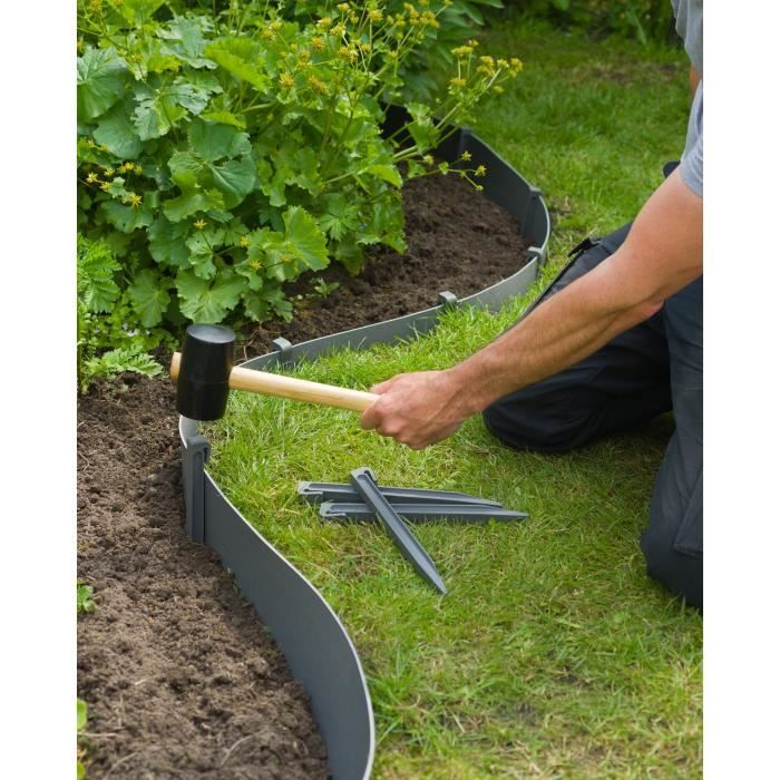 Ancres pour bordure de jardin en polypropylene - NATURE - H 26,7 x 1,9 x 1,8 cm - Gris - Paloma Tech