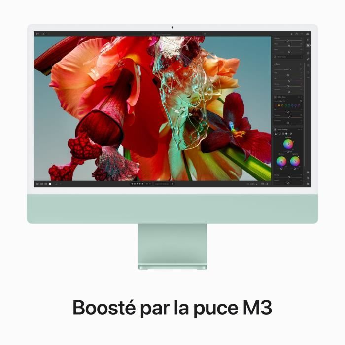 Apple - 24 - iMac Retina 4,5K (2023) - Puce Apple M3 - RAM 8Go - Stockage 256Go - GPU 10 coeurs - Vert