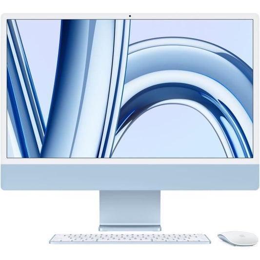 Apple - 24 - iMac Retina 4,5K (2023) - Puce Apple M3 - RAM 8Go - Stockage 512Go - GPU 10 coeurs - Bleu