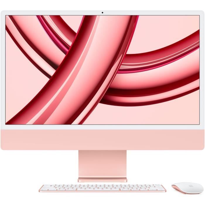 Apple - 24 - iMac Retina 4,5K (2023) - Puce Apple M3 - RAM 8Go - Stockage 512Go - GPU 10 coeurs - Rose