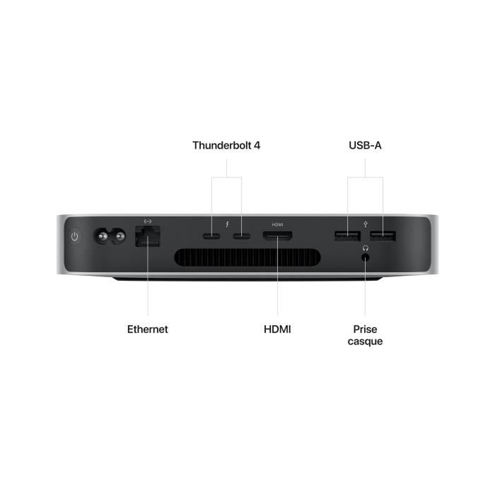 Apple - Mac mini (2023) Puce Apple M2 - RAM 8Go - Stockage 256Go - Argent