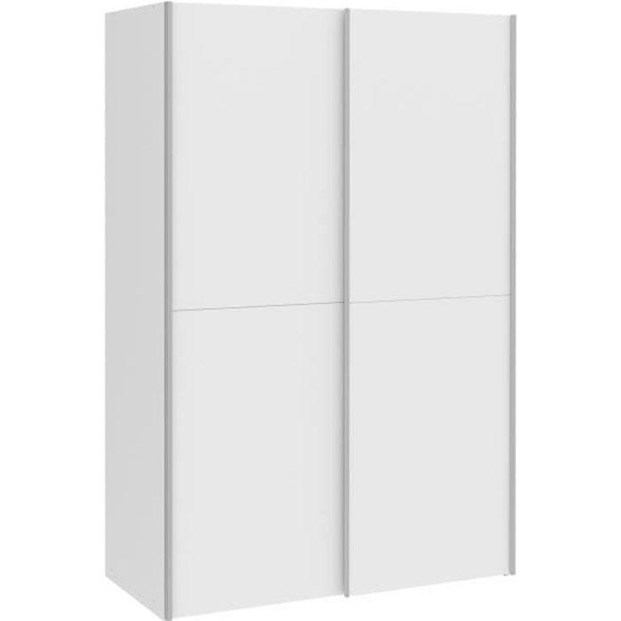 Armoire 2 portes coulissantes - Blanc mat - L 120 x P 61,2 x H 190,5 cm - OZZULA - Paloma Tech