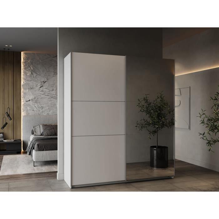 Armoire GHOST - Décor blanc mat - 2 Portes coulissantes + miroir - L.178,1 x P.59,9 x H.203 cm - DEMEYERE - Paloma Tech