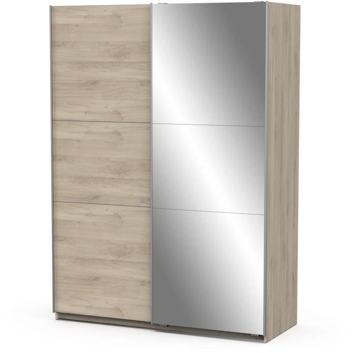 Armoire GHOST - Décor chene kronberg - 2 Portes coulissntes + miroir - L.148 x P.59,8 x H.203 cm - DEMEYERE - Paloma Tech