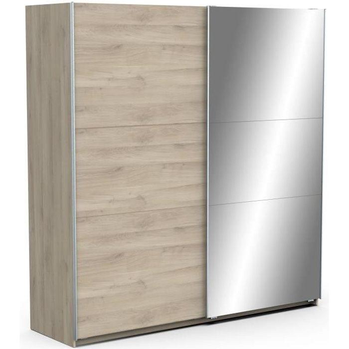 Armoire GHOST - Décor chene kronberg - 2 Portes coulissntes + miroir - L.194,5 x P.59,9 x H.203 cm - DEMEYERE - Paloma Tech