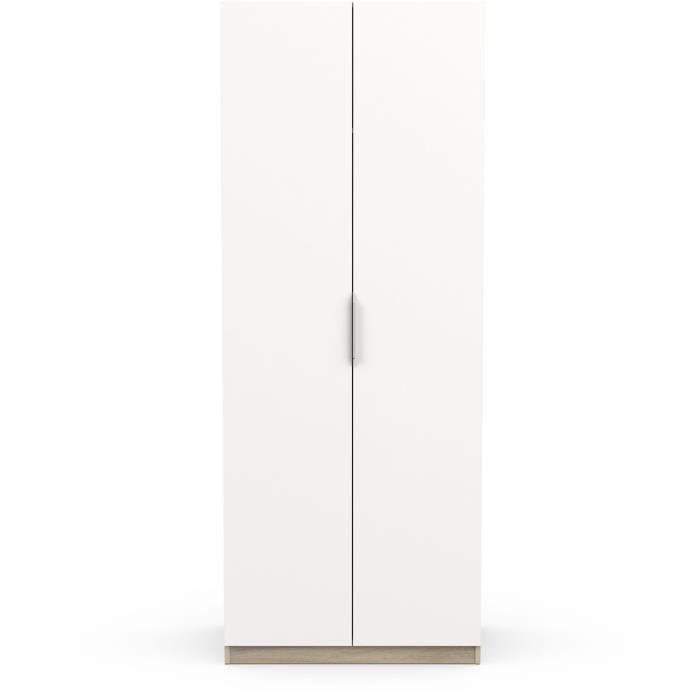 Armoire GHOST - Décor chene kronberg et blanc mat - 2 Portes - L.79,4 x P.51,1 x H. 203 cm - DEMEYERE - Paloma Tech