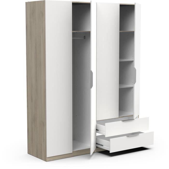 Armoire GHOST - Décor chene kronberg et blanc mat - 4 Portes + 2 Tiroirs - L.157,3 x P.51,1 x H.203 cm - DEMEYERE - Paloma Tech