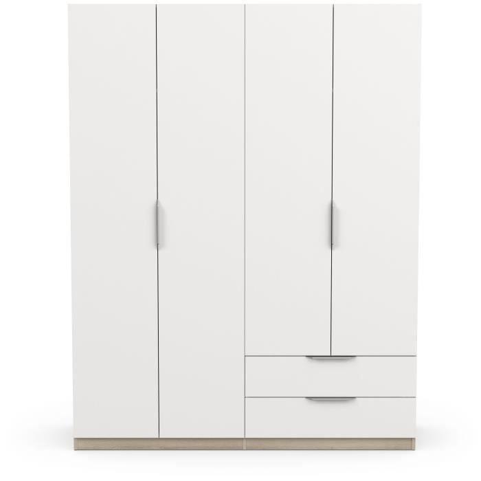 Armoire GHOST - Décor chene kronberg et blanc mat - 4 Portes + 2 Tiroirs - L.157,3 x P.51,1 x H.203 cm - DEMEYERE - Paloma Tech