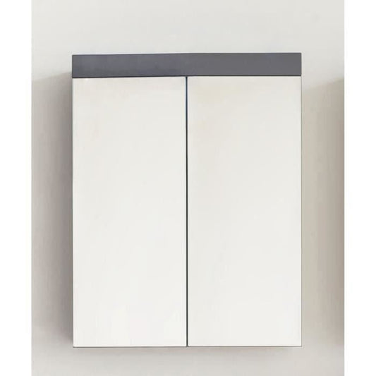 Armoire Miroir de salle de bain - AMANDA - 2 portes miroir - Gris - 60x17x77cm