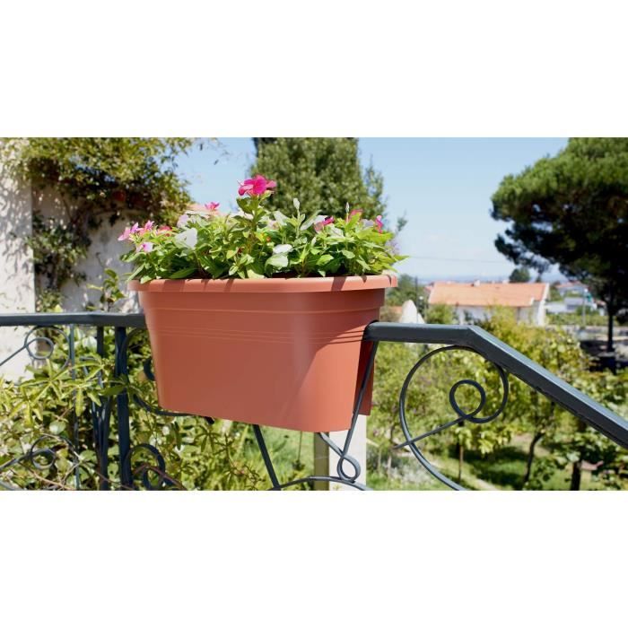 ARTEVASI Jardiniere pour balcon Venezia - 30 x 60 x H 27 cm - 18 L - Gris anthracite - Paloma Tech