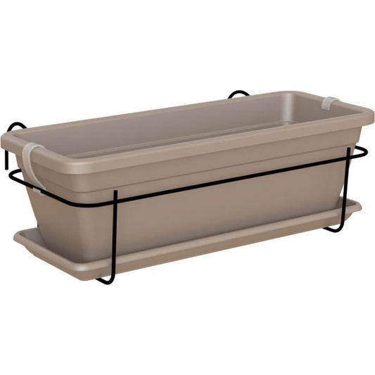 ARTEVASI - Kit balcon Jardiniere venezia 50cm taupe 50 x 19,5 x h16,3 cm - 1,16l - Paloma Tech