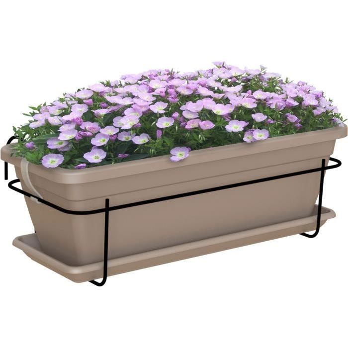 ARTEVASI - Kit balcon Jardiniere venezia 50cm taupe 50 x 19,5 x h16,3 cm - 1,16l - Paloma Tech