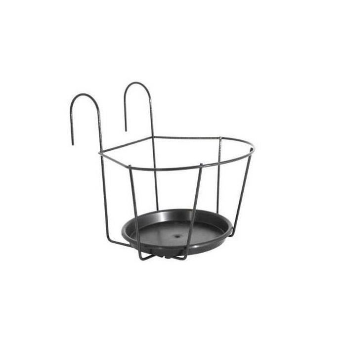 ARTEVASI Porte-Pot pour balcon avec Soucoupe - 25 x 25 cm - Gris anthracite - Paloma Tech