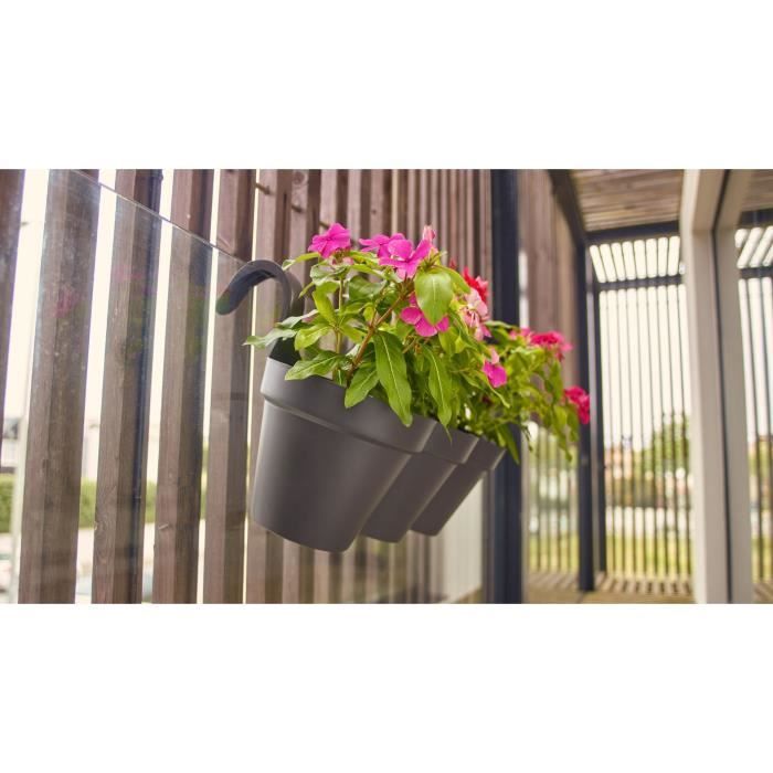 ARTEVASI Pot de fleurs pour balcon Capri Individ - 30,5 x 54 x H 28 cm - 11 L - Gris anthracite - Paloma Tech