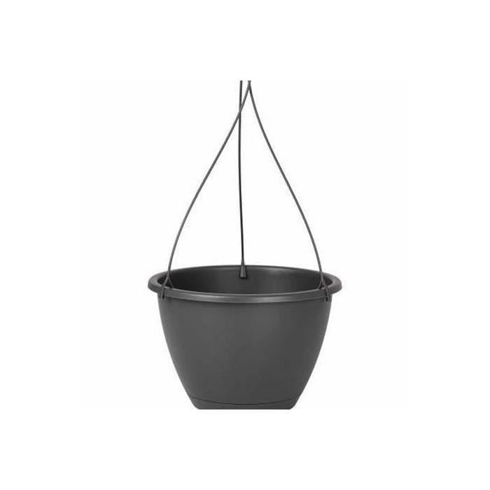 ARTEVASI Pot de fleurs suspendu Algarve - 8 L - 31 x 31 x 20,5 cm - Gris anthracite - Paloma Tech