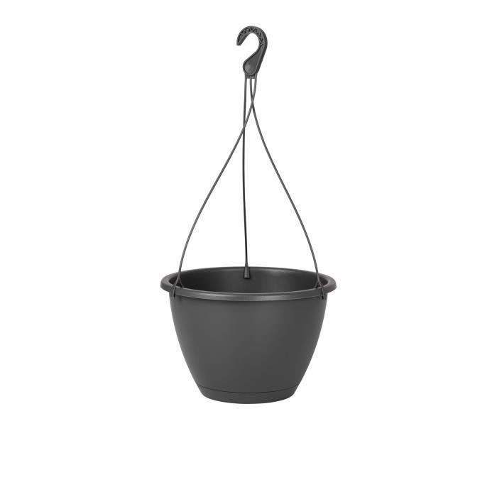 ARTEVASI Pot de fleurs suspendu Algarve - 8 L - 31 x 31 x 20,5 cm - Gris anthracite - Paloma Tech