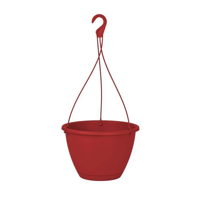 ARTEVASI Pot de fleurs suspendu Algarve - 8 L - 31 x 31 x 20,5 cm - Rouge foncé - Paloma Tech