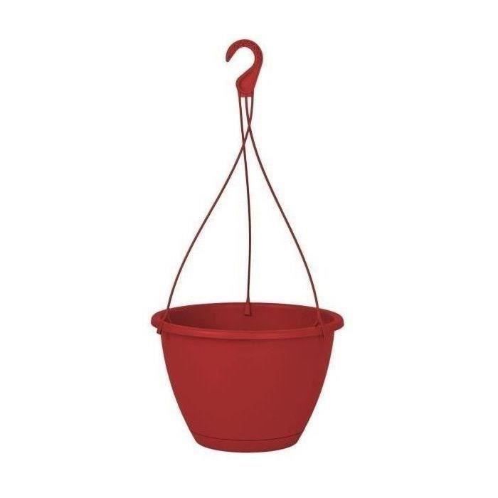 ARTEVASI Pot de fleurs suspendu Algarve - 8 L - 31 x 31 x 20,5 cm - Rouge foncé - Paloma Tech