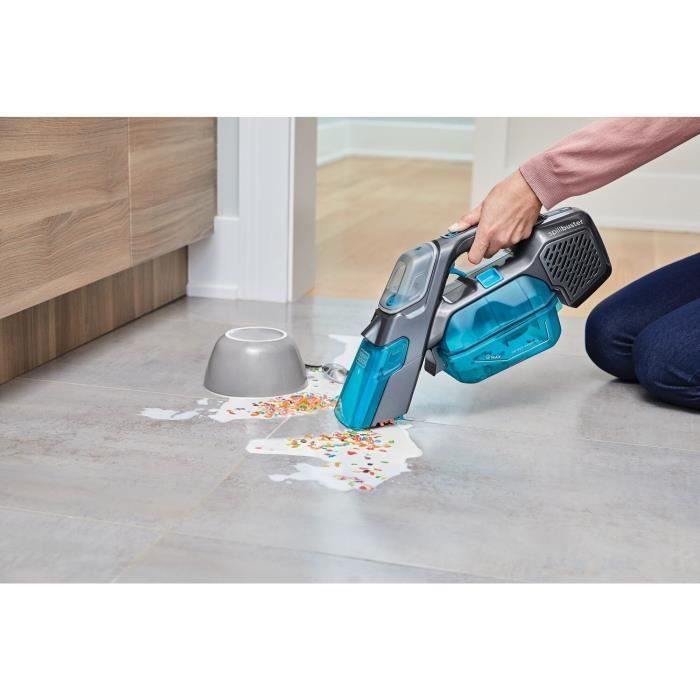 Aspirateur a main 2 en 1 Spillbuster - BLACK + DECKER BHSB315J-QW - 12V 1.5 Ah - Brosse manuelle - bleu