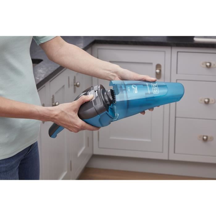 Aspirateur a main BLACK + DECKER WDC215WA-QW Dustbuster Lithium Eau et poussiere 7,2V sans fil - Bleu