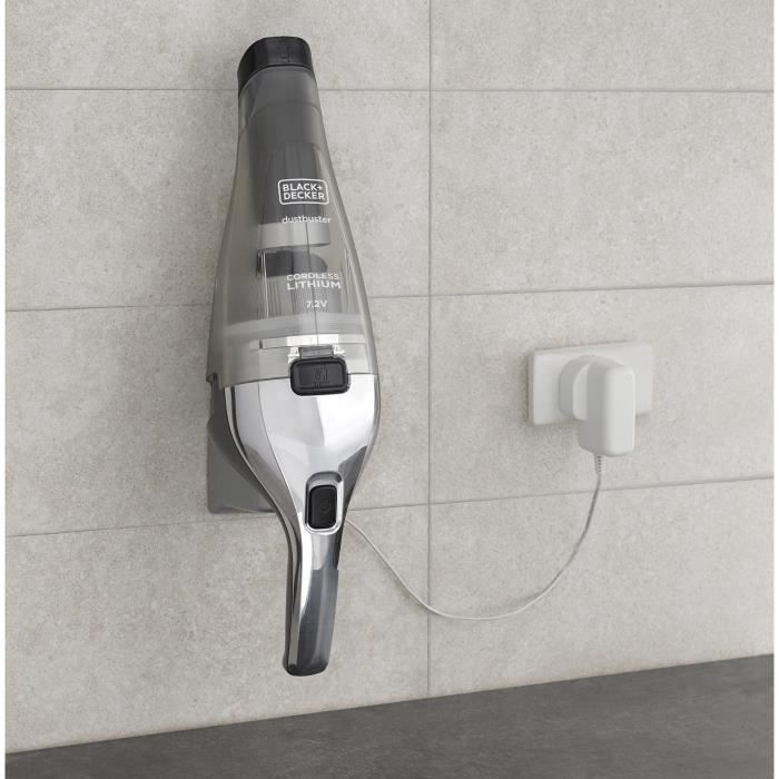 Aspirateur a main sans fil BLACK + DECKER NVC220WC-QW Dustbuster Lithium 7,2V 15,5 AirWatts 385 ml Gris métalisé