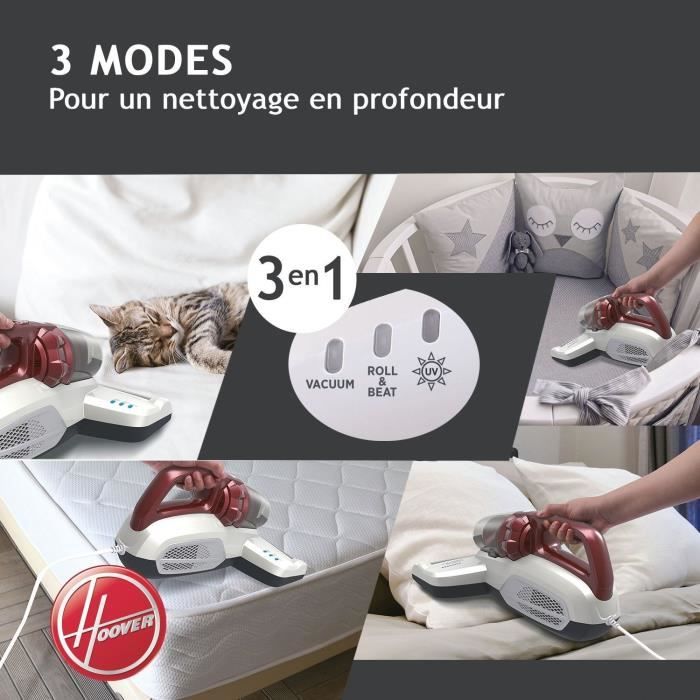 Aspirateur Matelas et Textiles Ultra Vortex - HOOVER MBC500UV - 500 W - 0,3 L - Animaux Allergies - Lampe UV-C