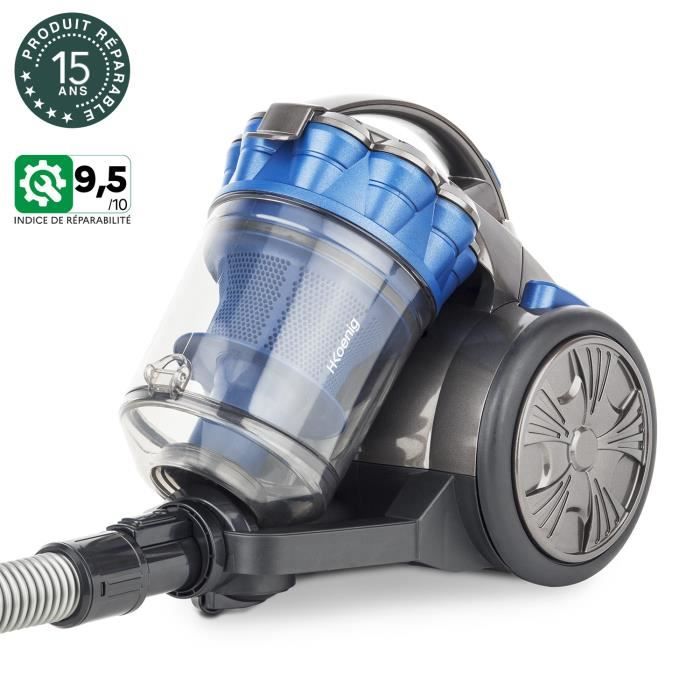 Aspirateur multicyclonique sans sac HKoeNIG Compact and pet + Régulateur de puissance - Classe