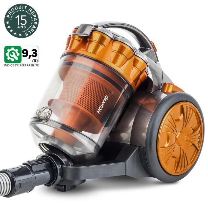 Aspirateur multicyclonique sans sac HKoeNIG Compact + Tube télescopique en aluminium - Classe