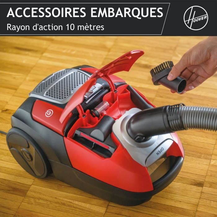 Aspirateur Traineau avec Sac - HOOVER HE510HM - 700 W - 4 L - 65 dBA - Spécial parquet