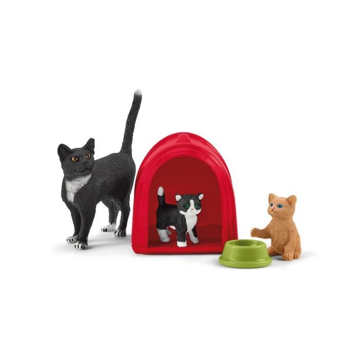 Assortiment de Figurines d’Animaux avec Chats et Chatons - Coffret de Jouets. Figurines réalistes avec Maman Chat