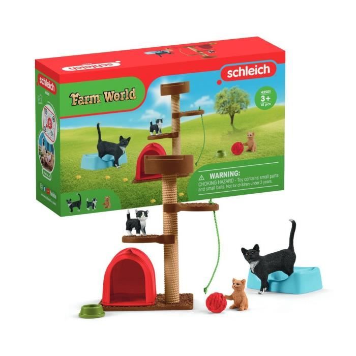 Assortiment de Figurines d’Animaux avec Chats et Chatons - Coffret de Jouets. Figurines réalistes avec Maman Chat