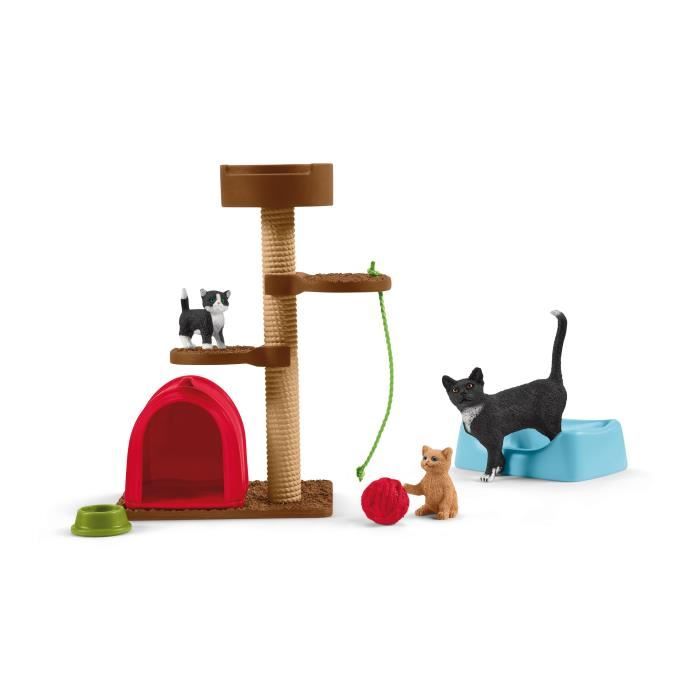 Assortiment de Figurines d’Animaux avec Chats et Chatons - Coffret de Jouets. Figurines réalistes avec Maman Chat