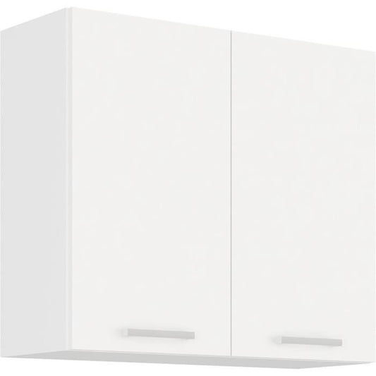 ATLAS Meuble haut 2 portes battantes - Décor blanc - L80 x P31 x H72