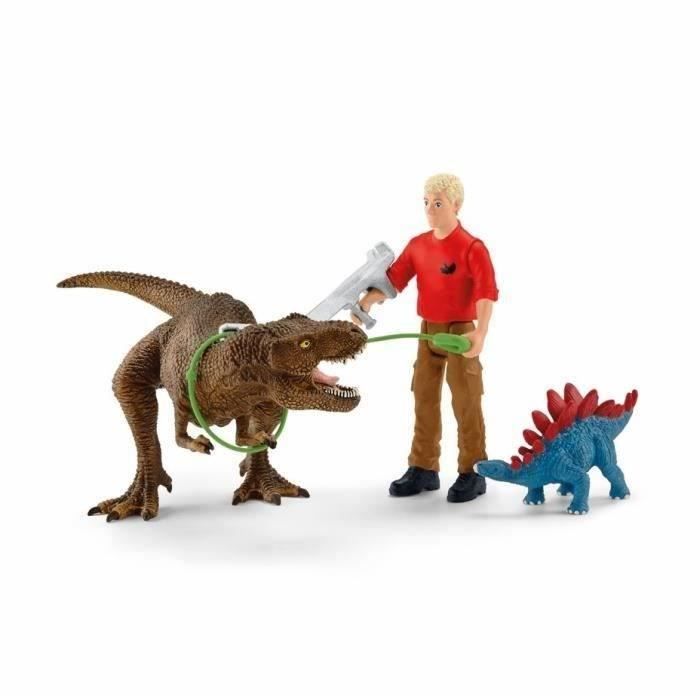 Attaque Tyrannosaure Rex Dinosaurs Figurine Coffret schleich avec 1 figurine humaine articulée et 1 figurine Trex et 1