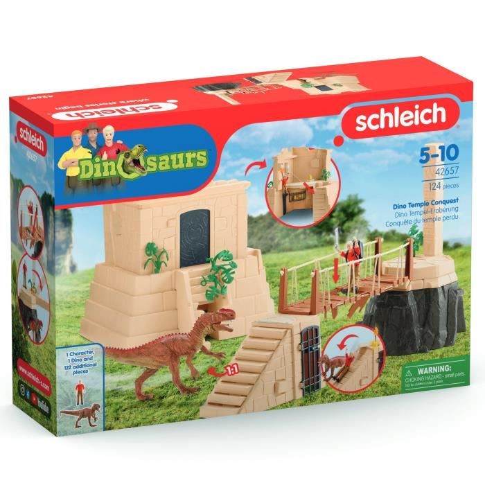 Aventures au temple perdu Schleich 42657 Dinosaurs Coffret avec un dinosaure Monolophosaurus inclus Pour enfant des 5