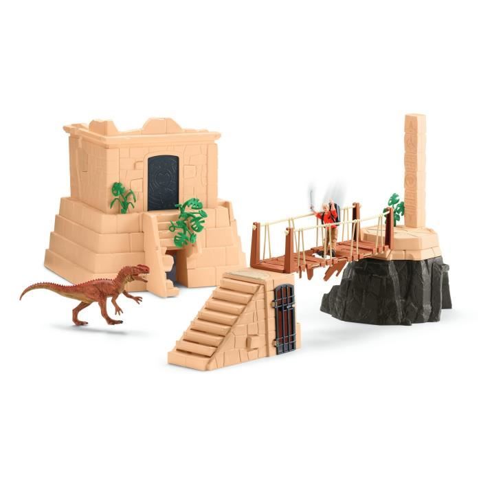 Aventures au temple perdu Schleich 42657 Dinosaurs Coffret avec un dinosaure Monolophosaurus inclus Pour enfant des 5