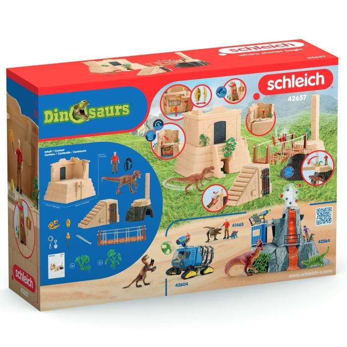 Aventures au temple perdu Schleich 42657 Dinosaurs Coffret avec un dinosaure Monolophosaurus inclus Pour enfant des 5