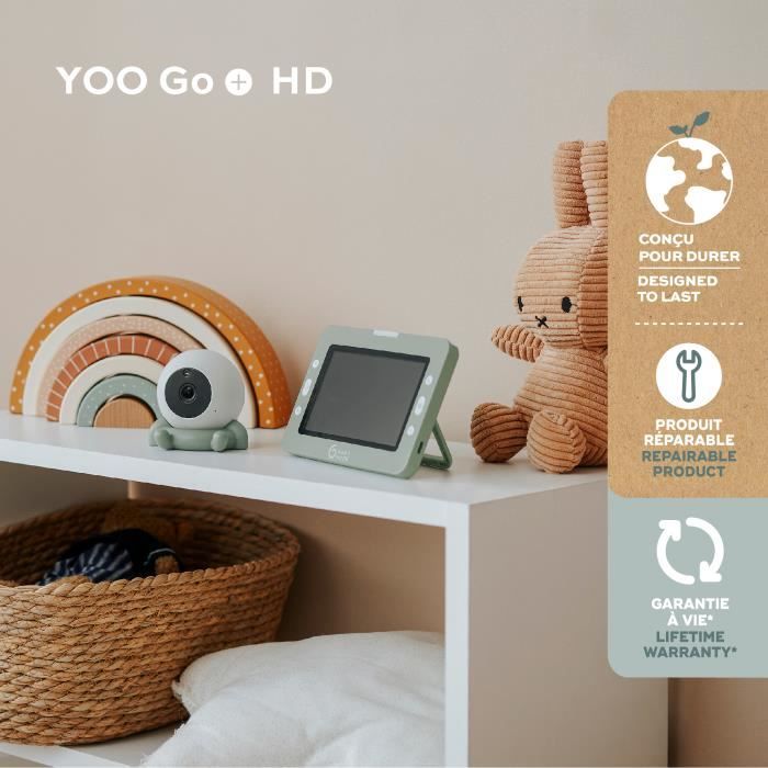 Babymoov Caméra Additionnelle HD Babyphone vidéo YOO Go + - Batterie Rechargeable Longue Autonomie - Socle Caméra inclus