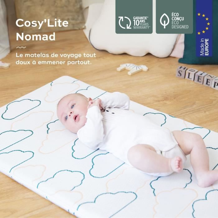 Babymoov Matelas de voyage Cosy’Lite Nomad 60x120cm oeko Tex Eco-conçu Fabriqué au Portugal